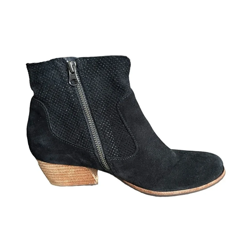 Kork-Ease Sherill Booties Ankle Boots Heels Suede Leather Zip Black Womens 9 - Picture 5 of 11